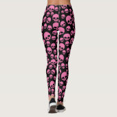 Pink Black Random Skulls Pattern Leggings (Rückseite)