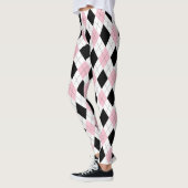 Pink Black Raute Girl Pattern Trendy Mode Leggings (Links)
