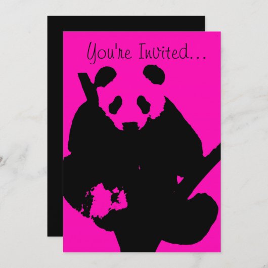 Pink Black razberry Panda Fashion Einladung (Vorne/Hinten)