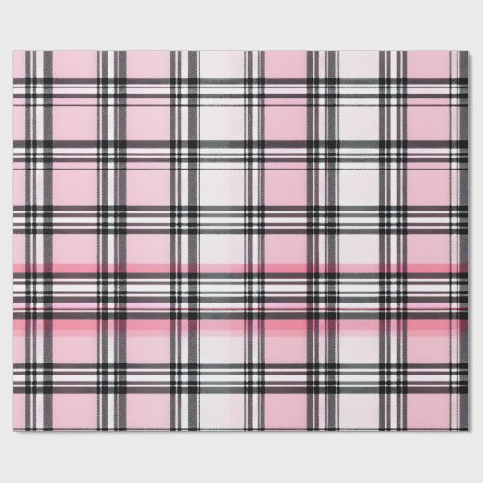 Pink Black  Red Plaid Pattern Geschenkpapier (Flach)