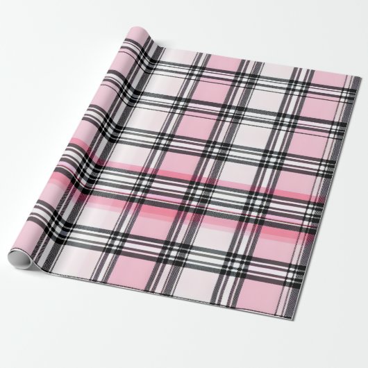 Pink Black Red Plaid Pattern Geschenkpapier (Ungerollt)