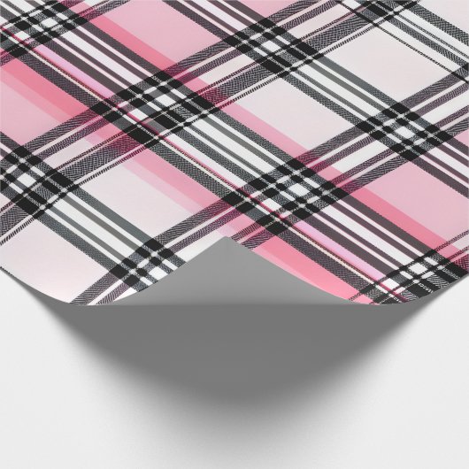 Pink Black  Red Plaid Pattern Geschenkpapier (Ecke)