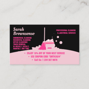 Pink Black Reinigungsdienst Dienstmädchen Gutschei Visitenkarte