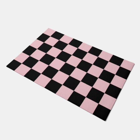 Pink Black Retro Karos Prüfplatinenmuster Fußmatte (Schrägansicht)