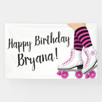 Pink & Black Roller Skate Skaten Geburtstagsparty