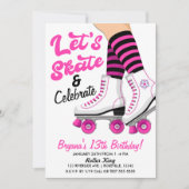 Pink & Black Roller Skate Skaten Geburtstagsparty Einladung (Vorderseite)