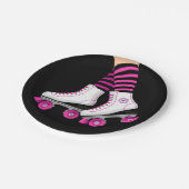Pink & Black Roller Skate Skaten Geburtstagsparty Pappteller (Schrägansicht)