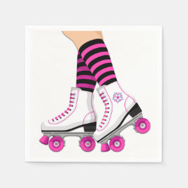 Pink & Black Roller Skate Skaten Geburtstagsparty Serviette