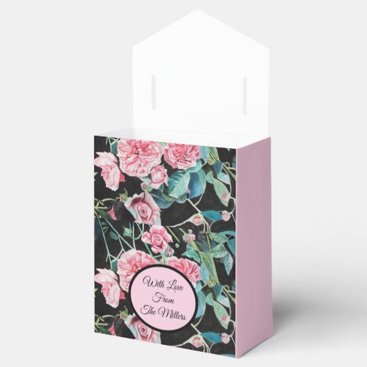 Pink Black Rose Blumenstrauß Hochzeitskuchen Geschenkschachtel (Geöffnet)