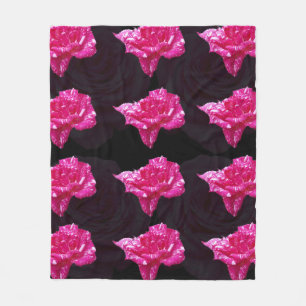 Pink Black Rose Candy Pattern, Fleecedecke