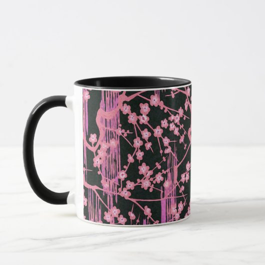 PINK BLACK SAKURA BLUME Japanisches Blumenmuster Tasse (Links)
