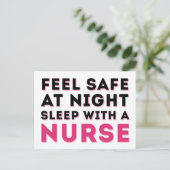 Pink Black Sassy Nurse Spaß Postkarte (Stehend Vorderseite)