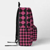 Pink Black Schachbrett Diamond Pattern Bedruckter Rucksack (Links)