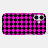 Pink Black Schachbrett Diamond Pattern Case-Mate iPhone Hülle (Rückseite (Horizontal))