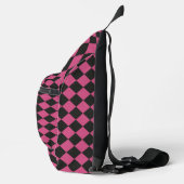 Pink Black Schachbrett Diamond Pattern Crossbody Bag (Rechts)