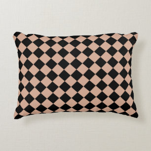 Pink Black Schachbrett Diamond Pattern Dekokissen