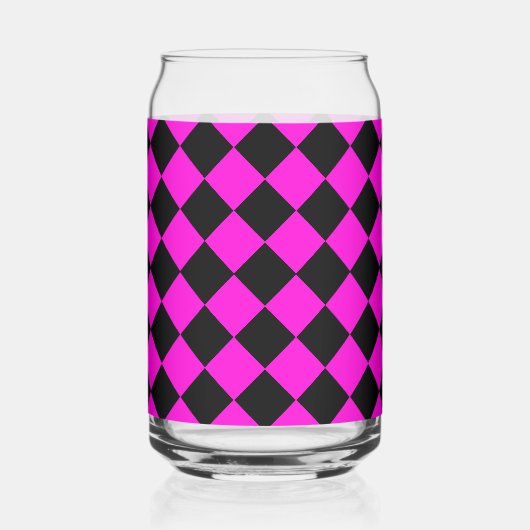 Pink Black Schachbrett Diamond Pattern Dosenglas (Vorderseite)