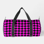 Pink Black Schachbrett Diamond Pattern Duffle Bag (Rückseite)