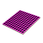 Pink Black Schachbrett Diamond Pattern Fliese (Seite)
