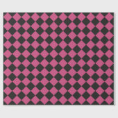 Pink Black Schachbrett Diamond Pattern Geschenkpapier (Flach)