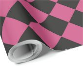 Pink Black Schachbrett Diamond Pattern Geschenkpapier (Rolleneckpunkt)