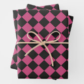 Pink Black Schachbrett Diamond Pattern Geschenkpapier Set (Beispiel)