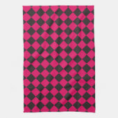 Pink Black Schachbrett Diamond Pattern Geschirrtuch (Vertikal)