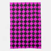 Pink Black Schachbrett Diamond Pattern Geschirrtuch (Vertikal)