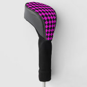 Pink Black Schachbrett Diamond Pattern Golf Headcover (angewinkelt)