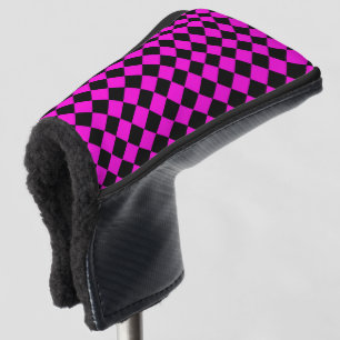 Pink Black Schachbrett Diamond Pattern Golf Headcover