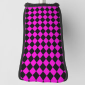 Pink Black Schachbrett Diamond Pattern Golf Headcover (Rotieren 90)