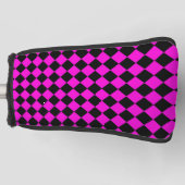 Pink Black Schachbrett Diamond Pattern Golf Headcover (Vorderseite)