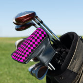 Pink Black Schachbrett Diamond Pattern Golf Headcover (In Situ)