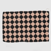 Pink Black Schachbrett Diamond Pattern Golfhandtuch (Horizontal)