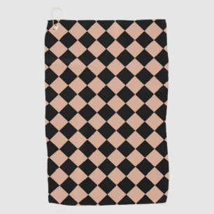 Pink Black Schachbrett Diamond Pattern Golfhandtuch