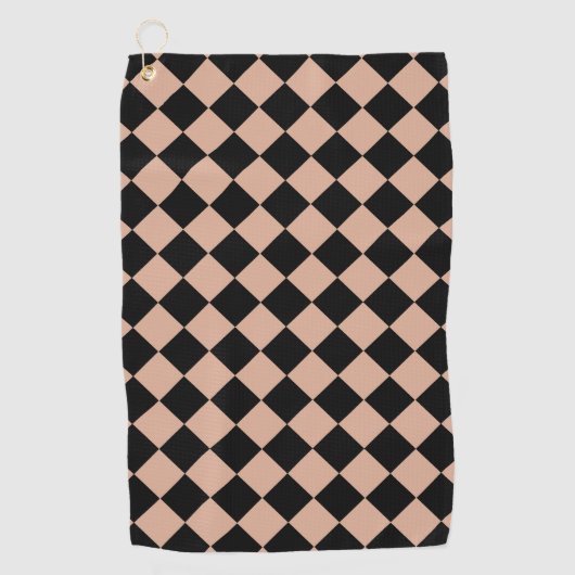 Pink Black Schachbrett Diamond Pattern Golfhandtuch (Vorderseite)