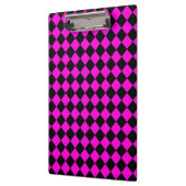 Pink Black Schachbrett Diamond Pattern Klemmbrett (Links)