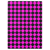 Pink Black Schachbrett Diamond Pattern Klemmbrett (Rückseite)