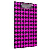 Pink Black Schachbrett Diamond Pattern Klemmbrett (Rechts)