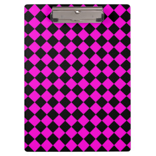 Pink Black Schachbrett Diamond Pattern Klemmbrett