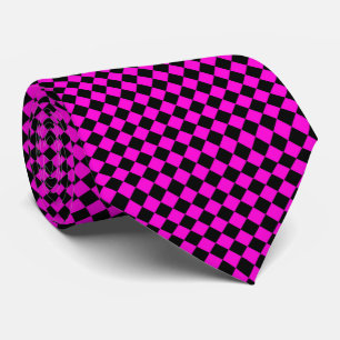 Pink Black Schachbrett Diamond Pattern Krawatte