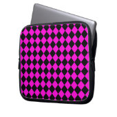 Pink Black Schachbrett Diamond Pattern Laptopschutzhülle (Vorderseite Links)