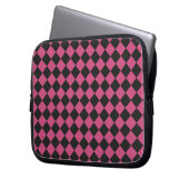 Pink Black Schachbrett Diamond Pattern Laptopschutzhülle (Vorderseite Links)