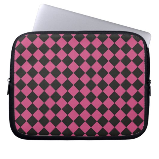 Pink Black Schachbrett Diamond Pattern Laptopschutzhülle (Vorderseite)