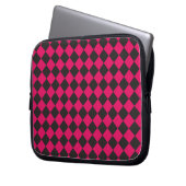 Pink Black Schachbrett Diamond Pattern Laptopschutzhülle (Vorderseite Links)
