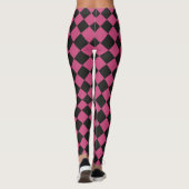 Pink Black Schachbrett Diamond Pattern Leggings (Rückseite)