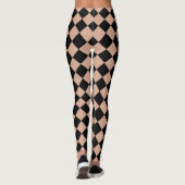 Pink Black Schachbrett Diamond Pattern Leggings (Rückseite)