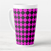 Pink Black Schachbrett Diamond Pattern Milchtasse (Linke Ecke)