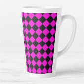 Pink Black Schachbrett Diamond Pattern Milchtasse (Rechts)
