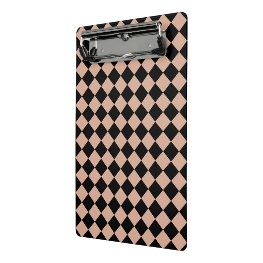 Pink Black Schachbrett Diamond Pattern Mini Klemmbrett (Gewinkelt2)